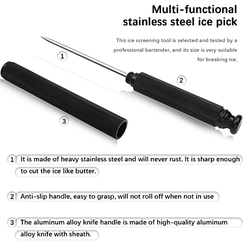Black Ice Pick with Aluminium Handle & Steel Tip - Safe Kitchen & Bar Tool
