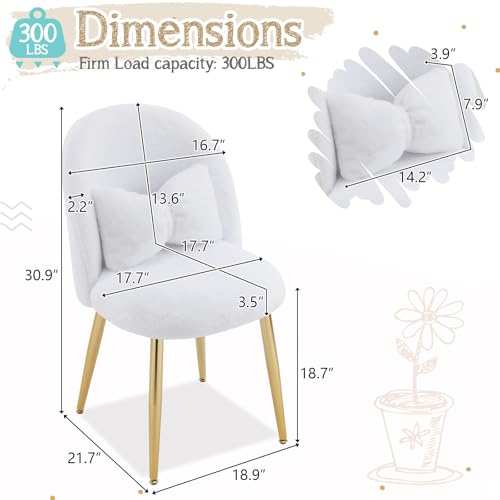 Plush Vanity Chair with Backrest and Pillow for Makeup Desk