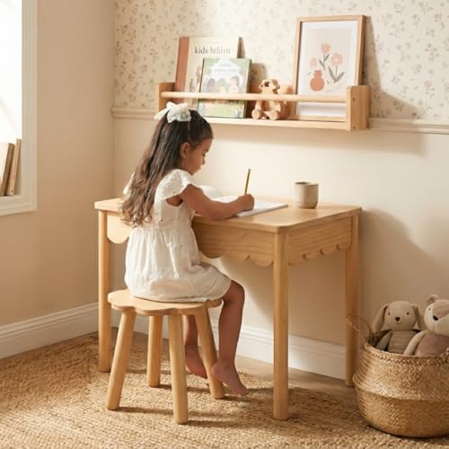 Solid Wood Kids Table and Chair Set with Lift-Top Hidden Storage