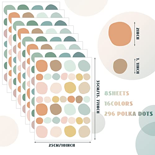 296 Pcs Boho Polka Dot Wall Decals Peel and Stick Vinyl Nursery Decor