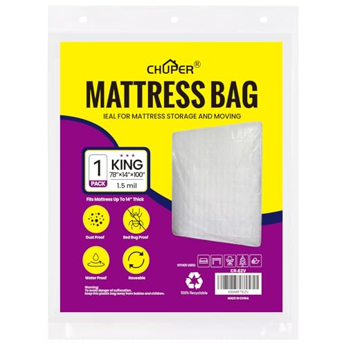 King / Cal King Mattress Bag for Moving & Storage, Plastic Protection Cover