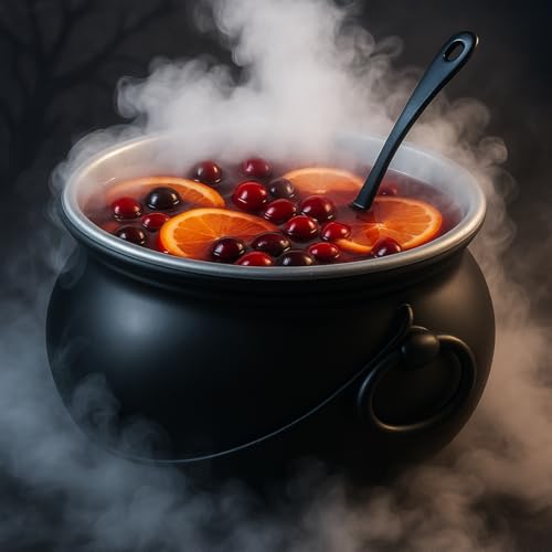 3-Piece Halloween Witch Cauldron and Punch Bowl Set with Ladle