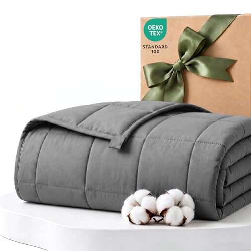 Grey Cooling Weighted Blanket for Adults - 15 lbs, 48" x 72"