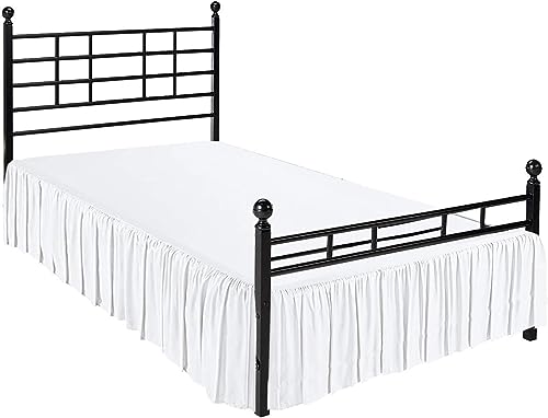 White Twin Ruffled Bed Skirt - 12 Inch Drop Microfiber Dust Ruffle