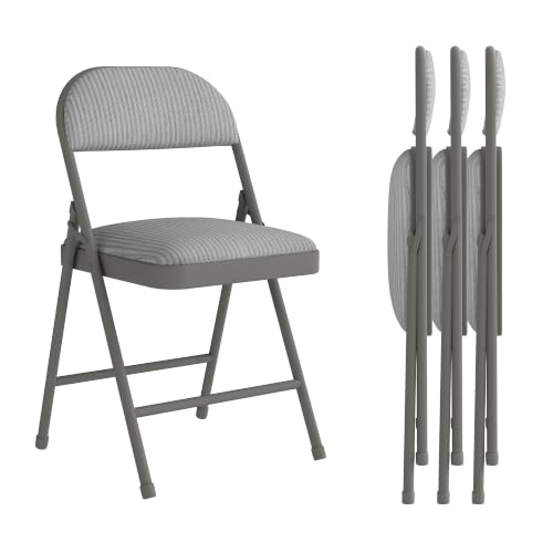 4-Pack Padded Folding Chairs, Fabric Dining Chairs with Metal Frame