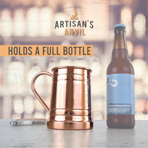 18oz Pure Copper Beer Mug, Handcrafted Unlined Moscow Mule Tankard