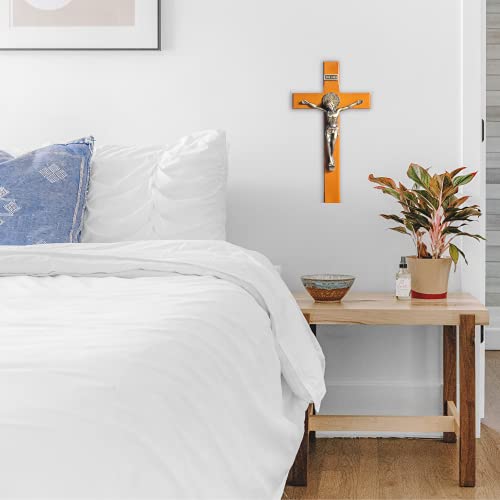 10-Inch Wooden Crucifix Wall Cross for Home Decor with Antique Gold Jesus