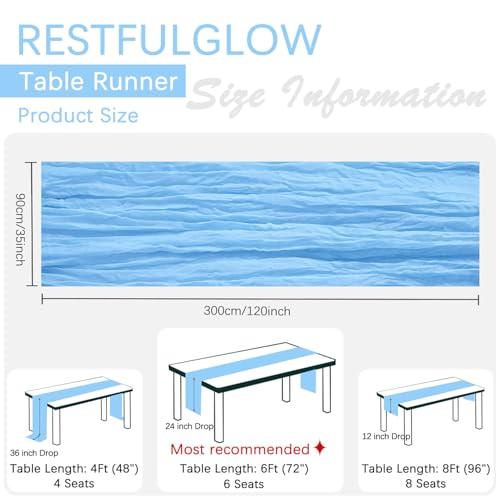 Baby Blue Cheesecloth Table Runner 6 Pack 10ft - Elegant Party Decor