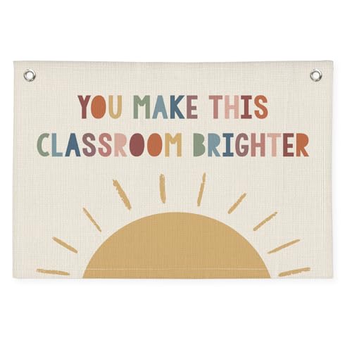 Boho Linen Wall Banner 20x30 Inch Neutral Classroom and Nursery Decor