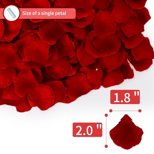 1000 Pcs Dark Red Silk Rose Petals for Romantic Wedding & Proposal Decor