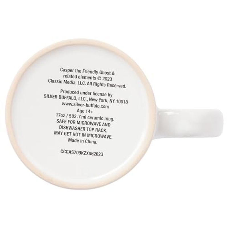 Silver Buffalo Casper the Friendly Ghost Wax Resist Ceramic Pottery Mug, 17 Ounces