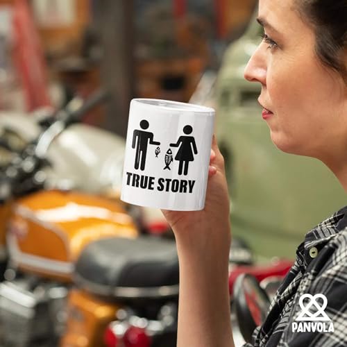 Panvola True Story Fishing Mug 11oz White - Humorous Gift for Women & Anglers