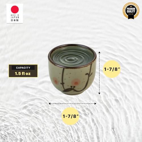 Japanese Porcelain Sake Cups Set of 2 – 1.5 oz Microwave & Dishwasher Safe Traditional Japan Made