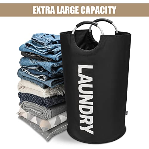 DOKEHOM 90L Large Tall Laundry Basket Bag - Collapsible Black Hamper