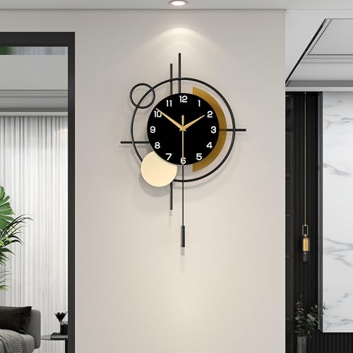 Modern Pendulum Wall Clock - 21-Inch Silent Quartz Decorative Clock