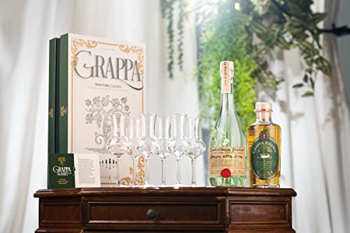 Crystal Grappa and Cordial Glasses | Set of 6 Small 3 oz Long Stemmed