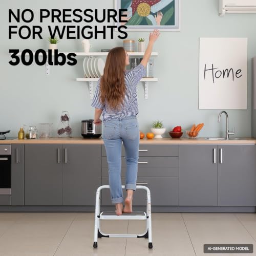 Foldable 1-Step Ladder Stool with Anti-Slip Wide Steps and Safety Handle