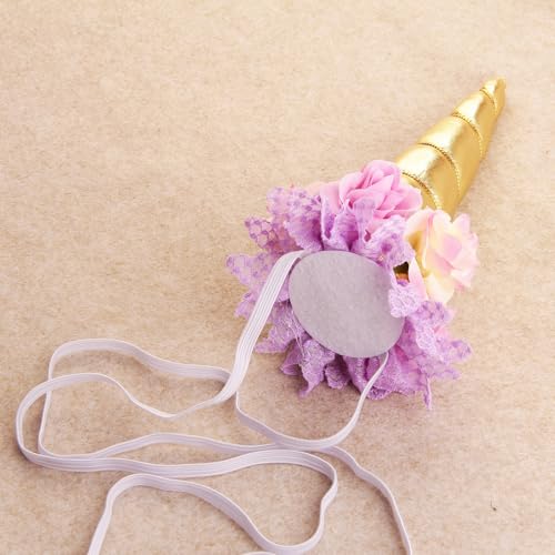 Floral Unicorn Horn Headband & Hair Tinsel Costume Set for Horses