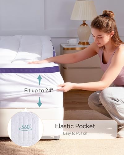 ChiXpace 4 Inch Queen Memory Foam Mattress Topper - Dual Layer Gel Pillow Top
