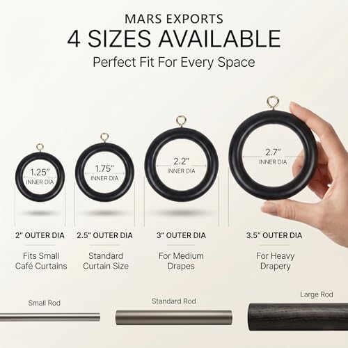 Handmade Beech Wood Curtain Rod Rings - 2.7 Inch Inner Diameter, 24 Pack