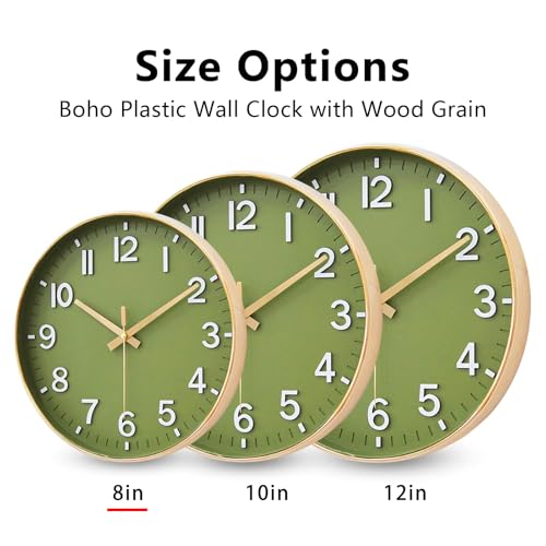 8-Inch Silent Wall Clock, Non-Ticking Modern Round Clock with 3D Numbers