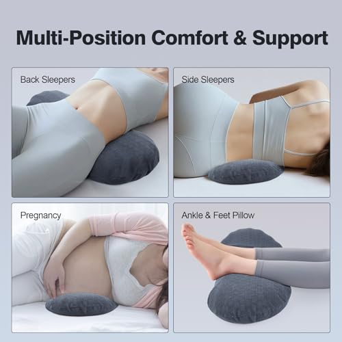 Lumbar Support Pillow for Sleeping - Memory Foam Cushion for Back Pain Relief