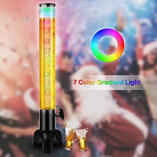 Jyyuehai 100oz/3.2 Qt Beer Dispenser Tower with Ice Tube & LED Light, 1pcs – Tabletop Beverage Tower
