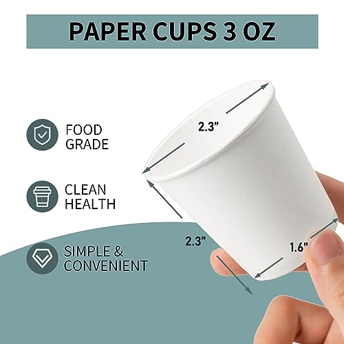 3 oz Disposable Paper Cups (100 Pack) - Small Bathroom & Tasting Cups