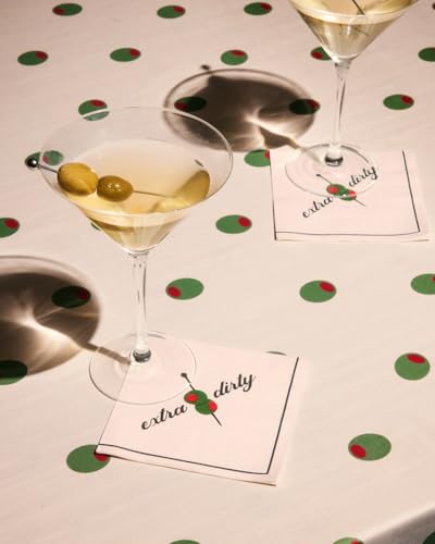 25 Pack Martini Napkins - Extra Dirty Olive Green Party Decor for Cocktails
