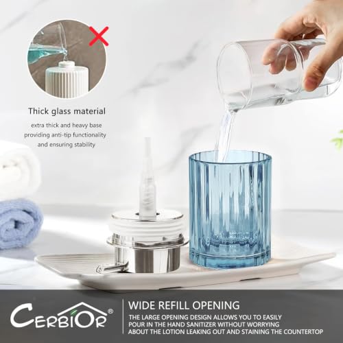 4-Piece Glass Bathroom Accessory Set - Soap Dispenser and Organizer
