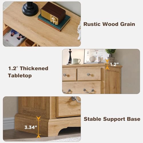 4-Piece Farmhouse Bedroom Dresser and Nightstand Set, Light Walnut