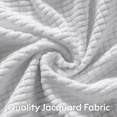 Jacquard Box Spring Cover - Stretchy Wrap Around Bed Skirt, Queen, White