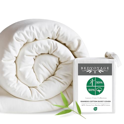 Twin Size Duvet Cover - Soft Bamboo-Cotton Blend, Button Closure