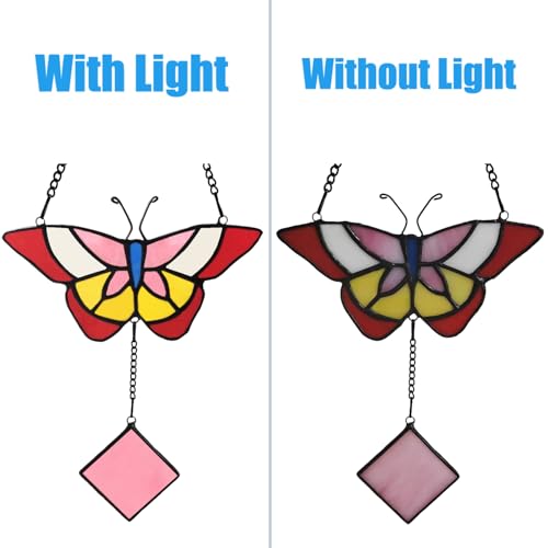 Kalockolo Handmade Butterfly Stained Glass Window Hanging Decorative Suncatcher