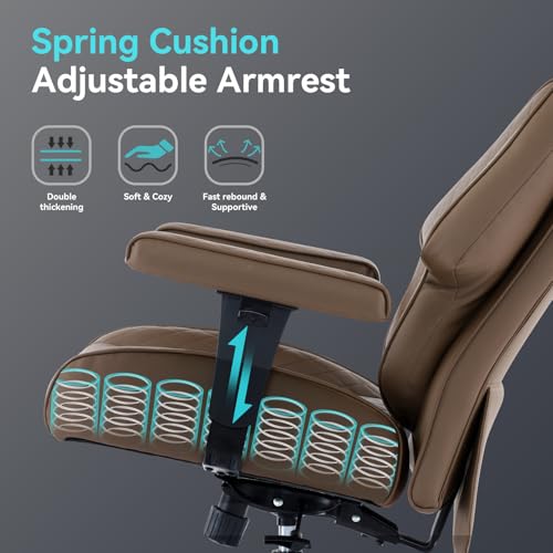 Big and Tall Ergonomic Office Chair with Footrest, 400lbs Capacity, Brown