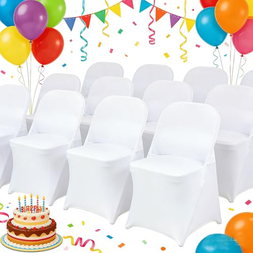 Stretch Spandex Folding Chair Covers (30 Pack) - White Fitted Slipcovers