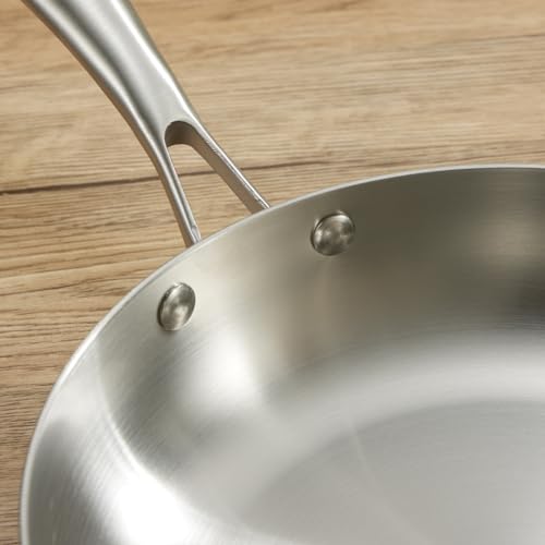 SanheKit 3-Ply Stainless Steel Fry Pan 12 Inch, Induction Compatible, Oven Broiler Safe, Fast and Even Heat, Pots and Pans, Cooking Frying Pan, Skillet, Kitchen, Cookware, Silver