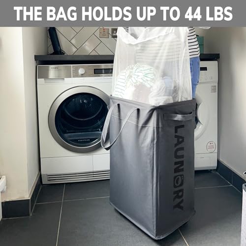 75L Rolling Laundry Basket with Wheels & Removable Mesh Liner - Grey