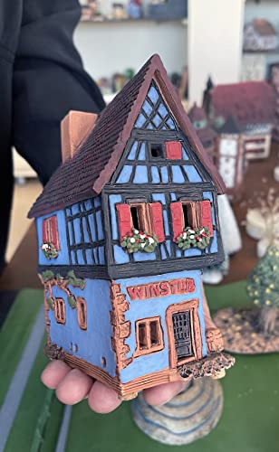 Handmade Ceramic Miniature House & Village Decor - Riquewihr Alsace Tealight Holder
