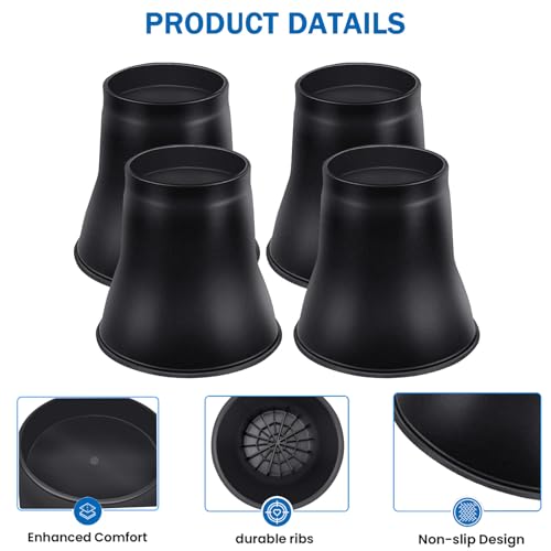Heavy Duty Bed Risers 6 Inch Round Furniture Risers 6000 lbs - 4 Pack