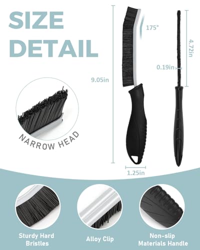 Hard Bristle Crevice Cleaning Brush Set for Tile Grout & Gaps (3 Pack)
