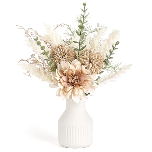 12.5" Faux Flower Arrangement in Ceramic Vase for Home Decor