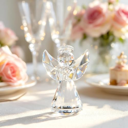 Clear 3'' Crystal Guardian Angel Figurine Gift for Women Christmas Decoration
