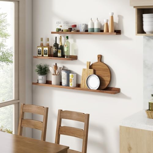 48-Inch Walnut Picture Ledge Floating Wall Shelves Set of 2