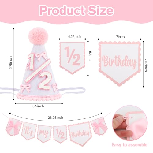 Half Birthday Decoration Set for Girls - 6 Month Party Supplies & Outfit