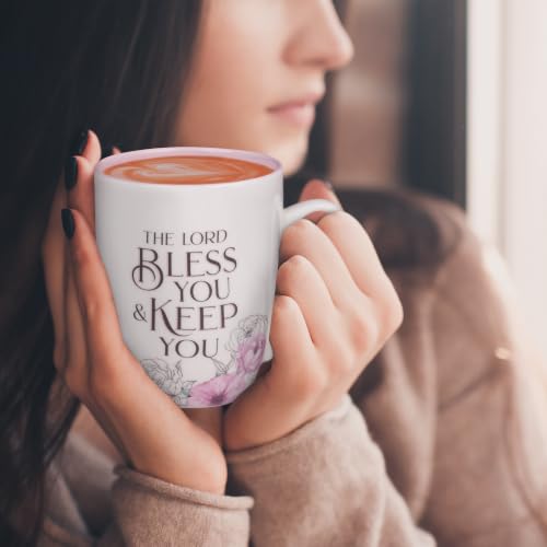 Christian Art Gifts 12 oz Pink Floral May the Lord Bless You Mug
