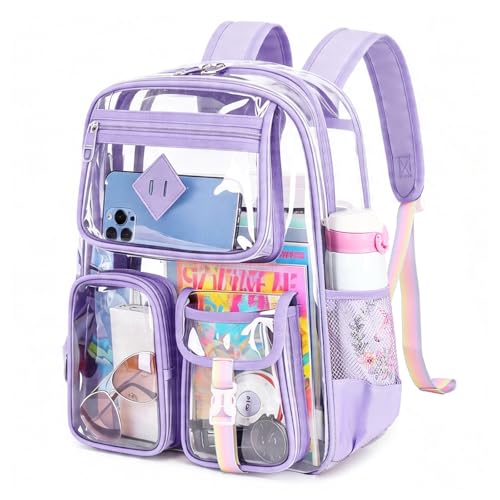 Clear Backpack Heavy Duty PVC Transparent School Bookbag for Girls