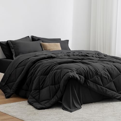 Love's Cabin King Size Comforter Set Black 7-Piece Bed in a Bag