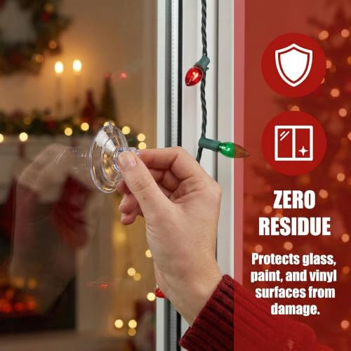 50 Pack Christmas Light Suction Cups - 1.2''/30mm Holiday Hooks for Hanging String Lights