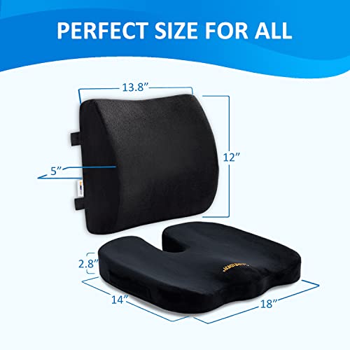 Memory Foam Seat Cushion & Lumbar Support Pillow for Office Chair